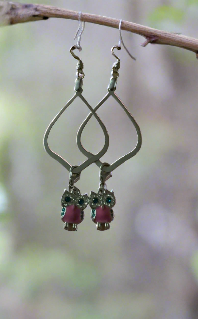 Midnight Owl Teardrop Earrings