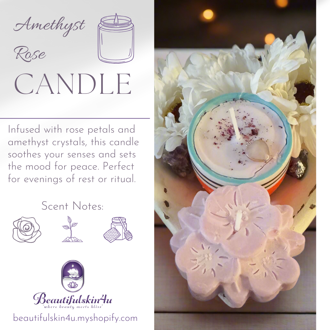 Amethyst Rose Heart Glow Candle