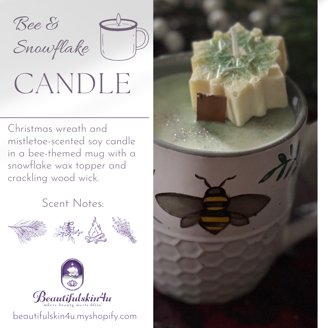 Wood Wick Bee and Snowflake Candle (CLEARANCE)