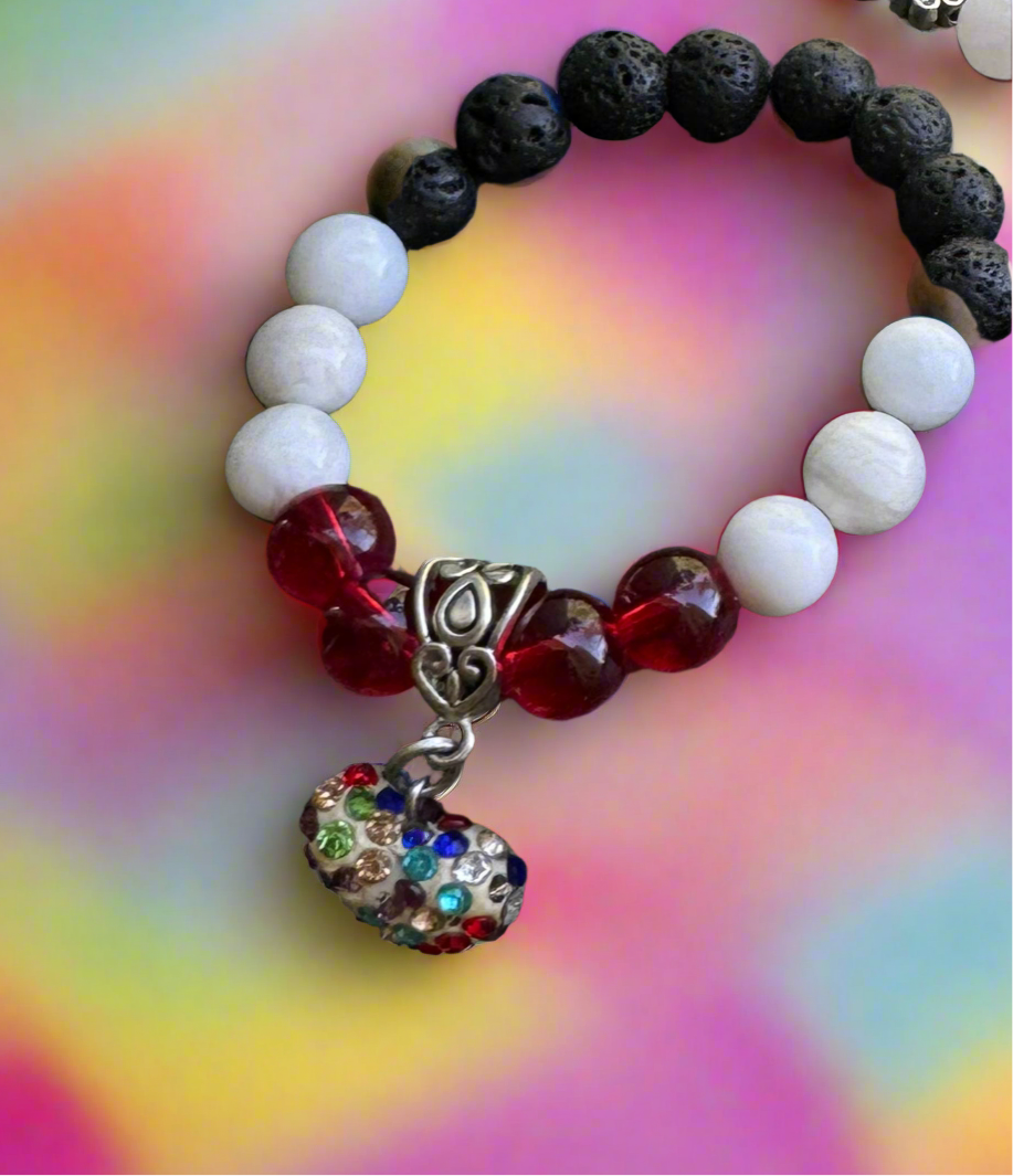 Garnet Heart Energy Bracelet