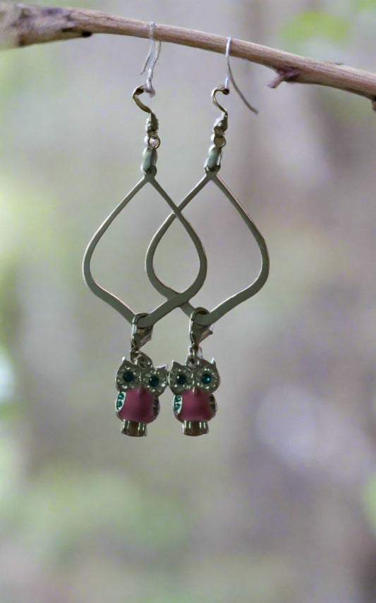 Midnight Owl Teardrop Earrings