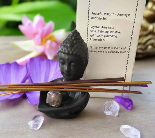 Mini Buddha With Amethyst Crystal
