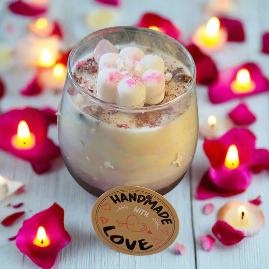 Rosy Embrace Healing Rose Crystal Candle