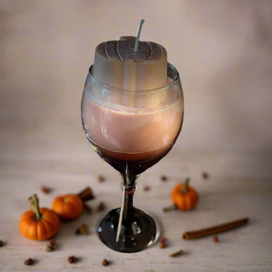 Pumpkin Spice Wine Glass Candle