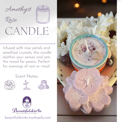 Amethyst Rose Heart Glow Candle