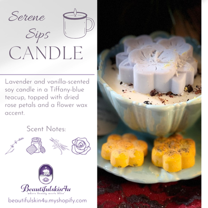 Serene Sips Lavender Vanilla Tea Cup Candle